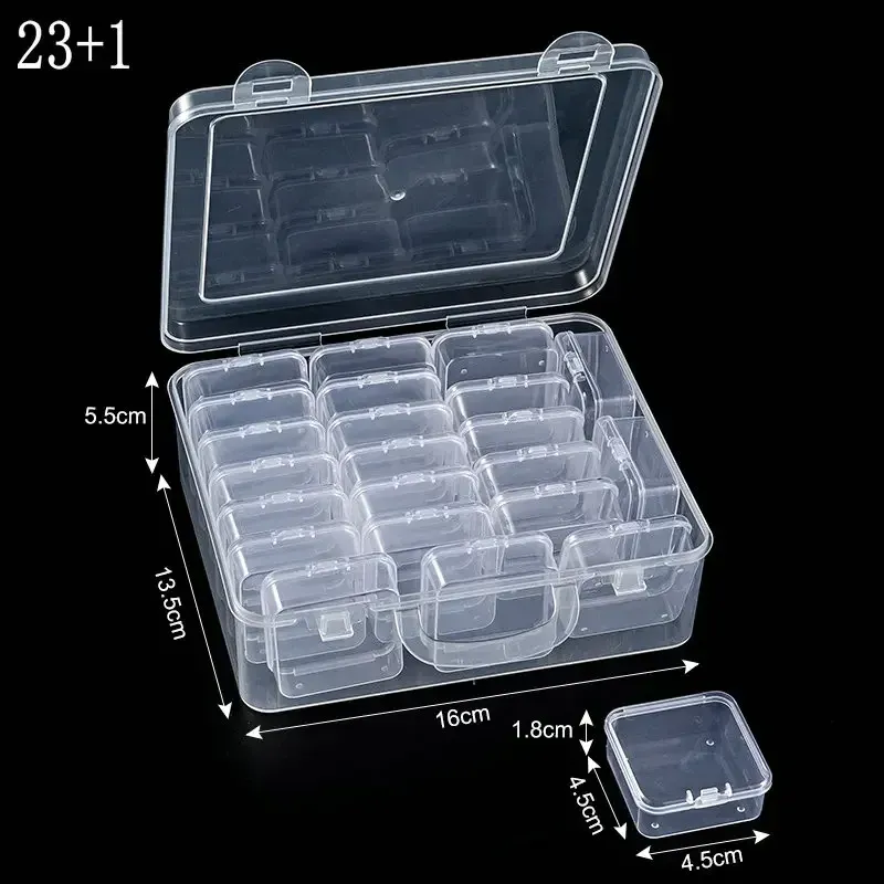 Boîte de rangement en plastique, petits étuis de rangement de perles, Mini boîte de rangement de perles transparente avec couvercle à charnière pour fournitures de bijoux DIY 11