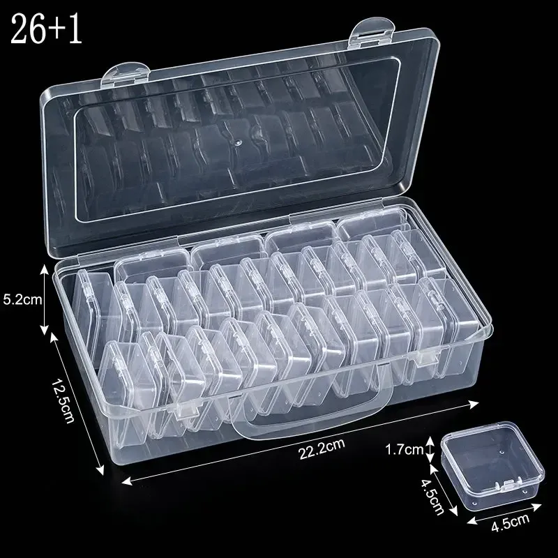 Boîte de rangement en plastique, petits étuis de rangement de perles, Mini boîte de rangement de perles transparente avec couvercle à charnière pour fournitures de bijoux DIY 13