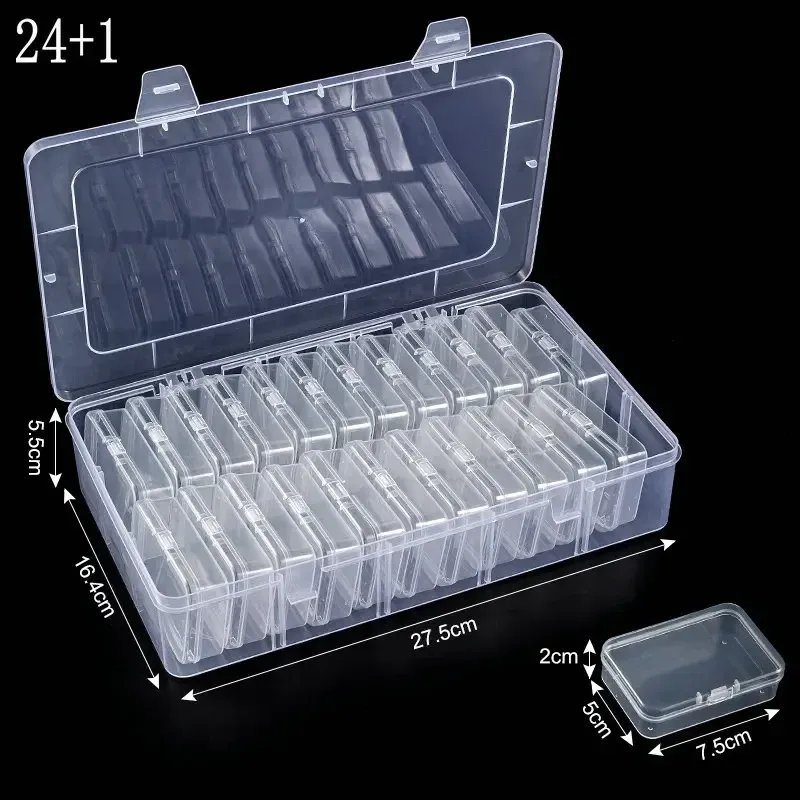 Boîte de rangement en plastique, petits étuis de rangement de perles, Mini boîte de rangement de perles transparente avec couvercle à charnière pour fournitures de bijoux DIY 14