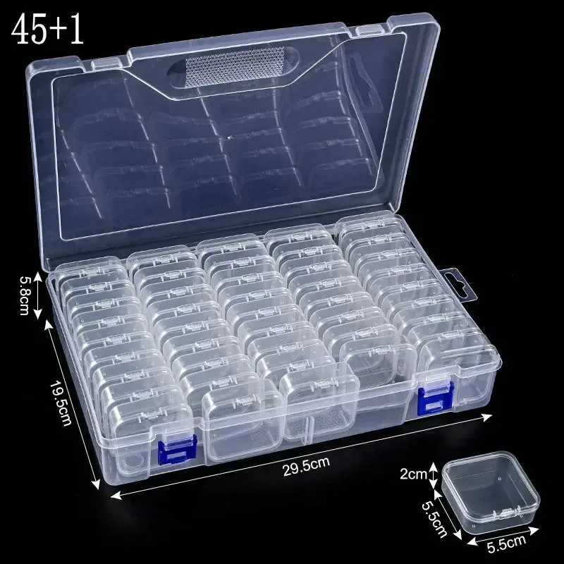 Boîte de rangement en plastique, petits étuis de rangement de perles, Mini boîte de rangement de perles transparente avec couvercle à charnière pour fournitures de bijoux DIY 15