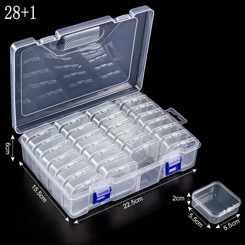 Boîte de rangement en plastique, petits étuis de rangement de perles, Mini boîte de rangement de perles transparente avec couvercle à charnière pour fournitures de bijoux DIY 16