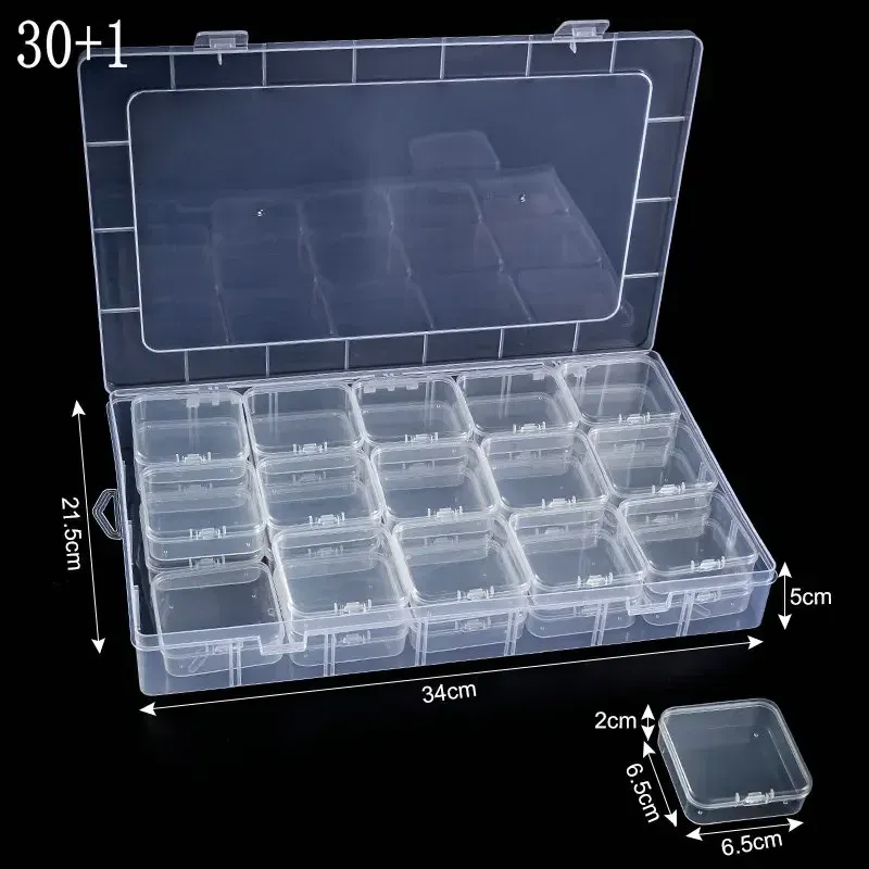 Boîte de rangement en plastique, petits étuis de rangement de perles, Mini boîte de rangement de perles transparente avec couvercle à charnière pour fournitures de bijoux DIY 17
