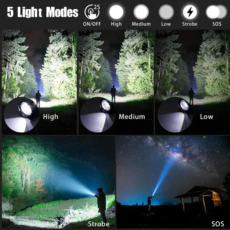 Les cinq modes d'éclairage de la lampe tactique