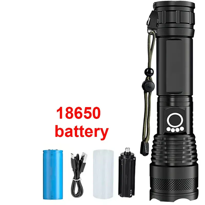 Lampe de poche tactique LED rechargeable en alliage d'aluminium à zoom télescopique pour le camping et la pêche 7