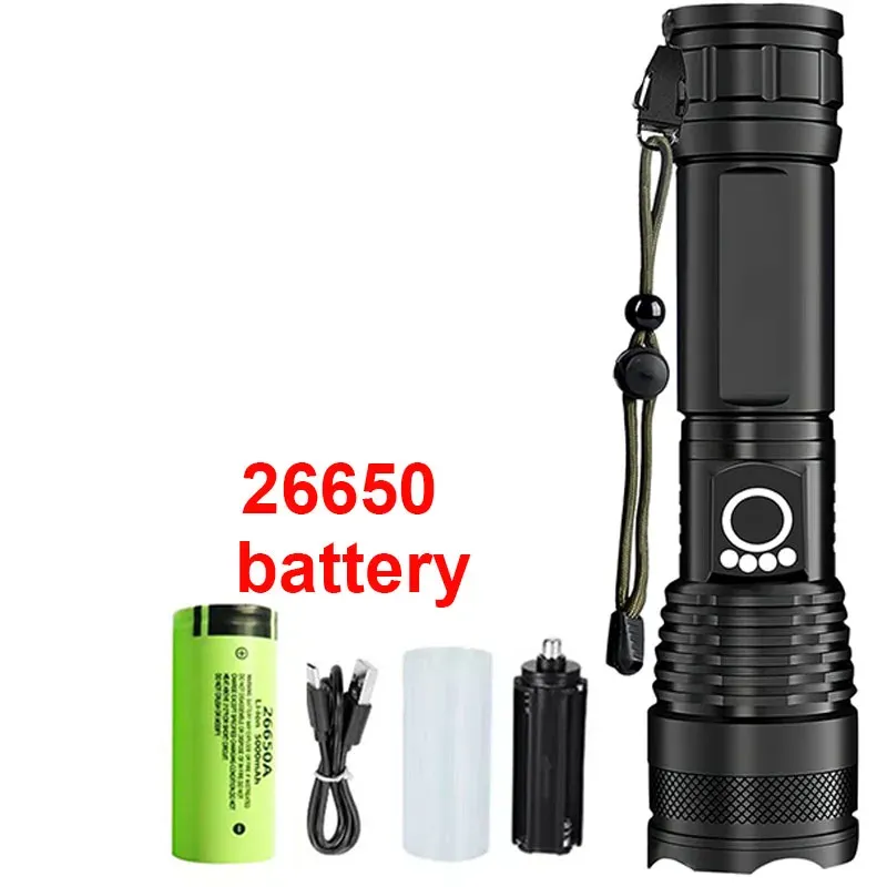 Lampe de poche tactique LED rechargeable en alliage d'aluminium à zoom télescopique pour le camping et la pêche 11