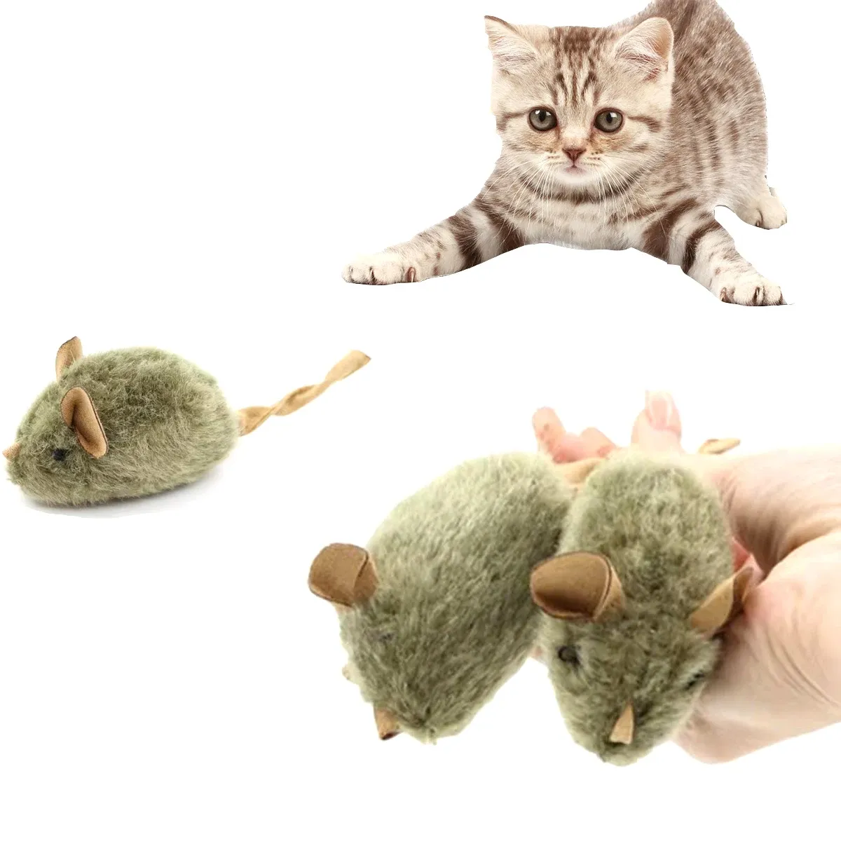 Jouet interactif en peluche pour chat, souris couineuse imitation, résistant aux morsures, pour chaton 2
