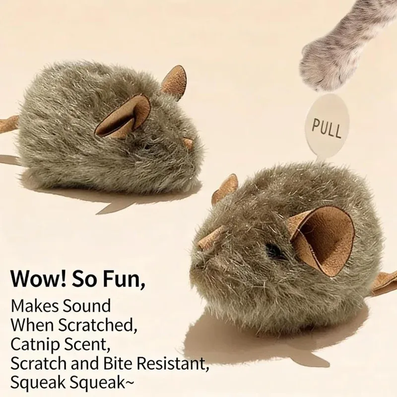 Jouet interactif en peluche pour chat, souris couineuse imitation, résistant aux morsures, pour chaton 4