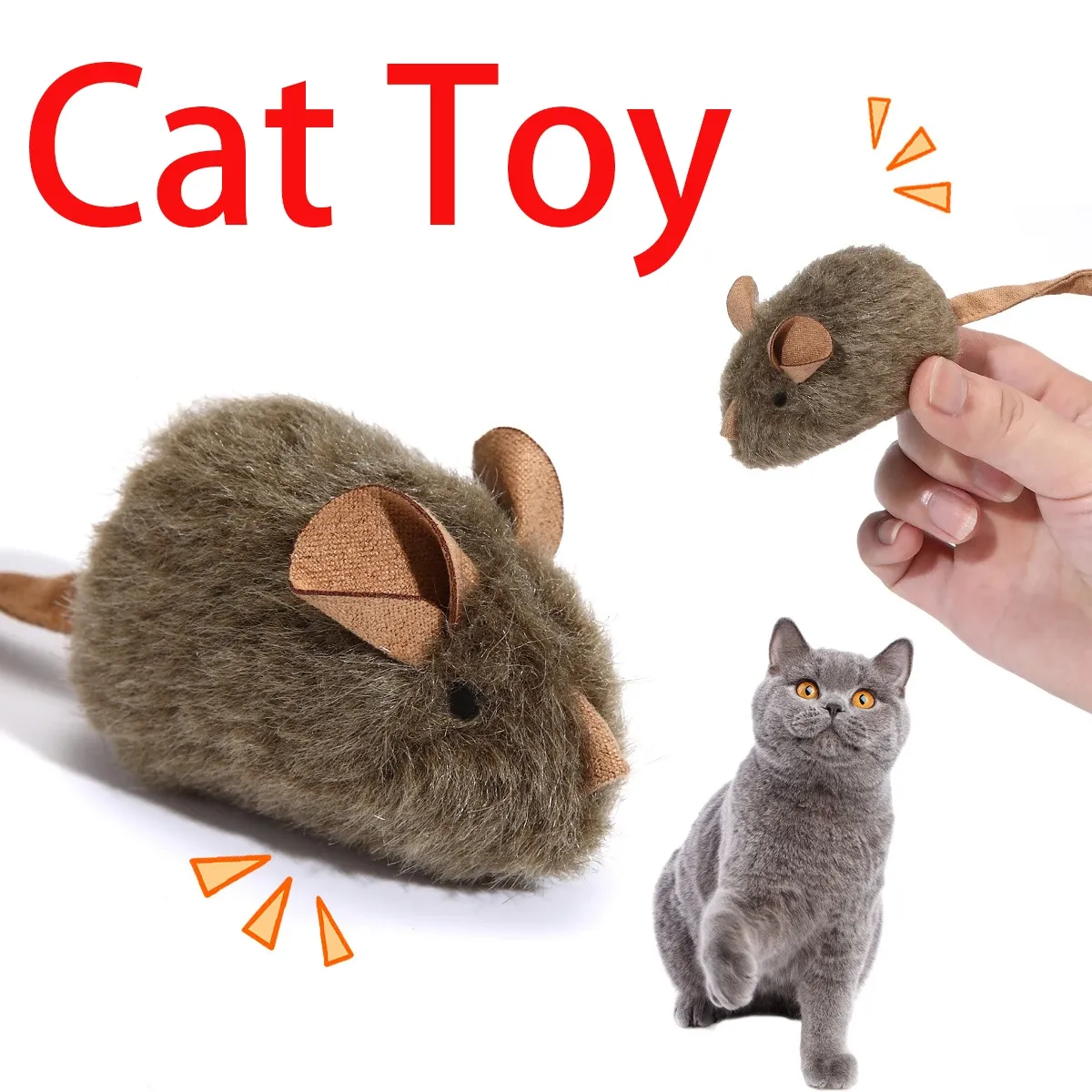 Souris interactive en peluche pour chat
