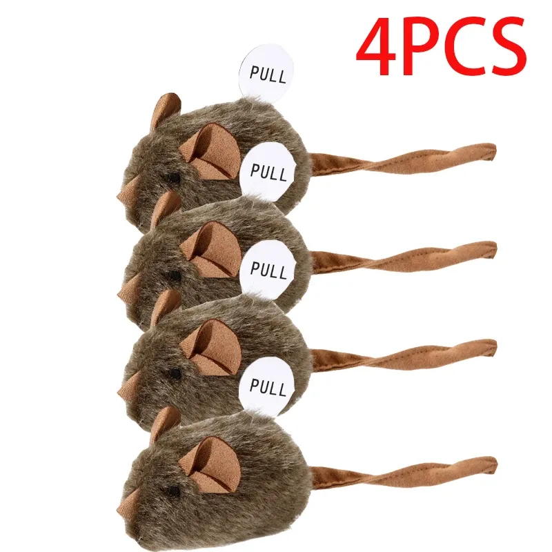 Jouet interactif en peluche pour chat, souris couineuse imitation, résistant aux morsures, pour chaton 8