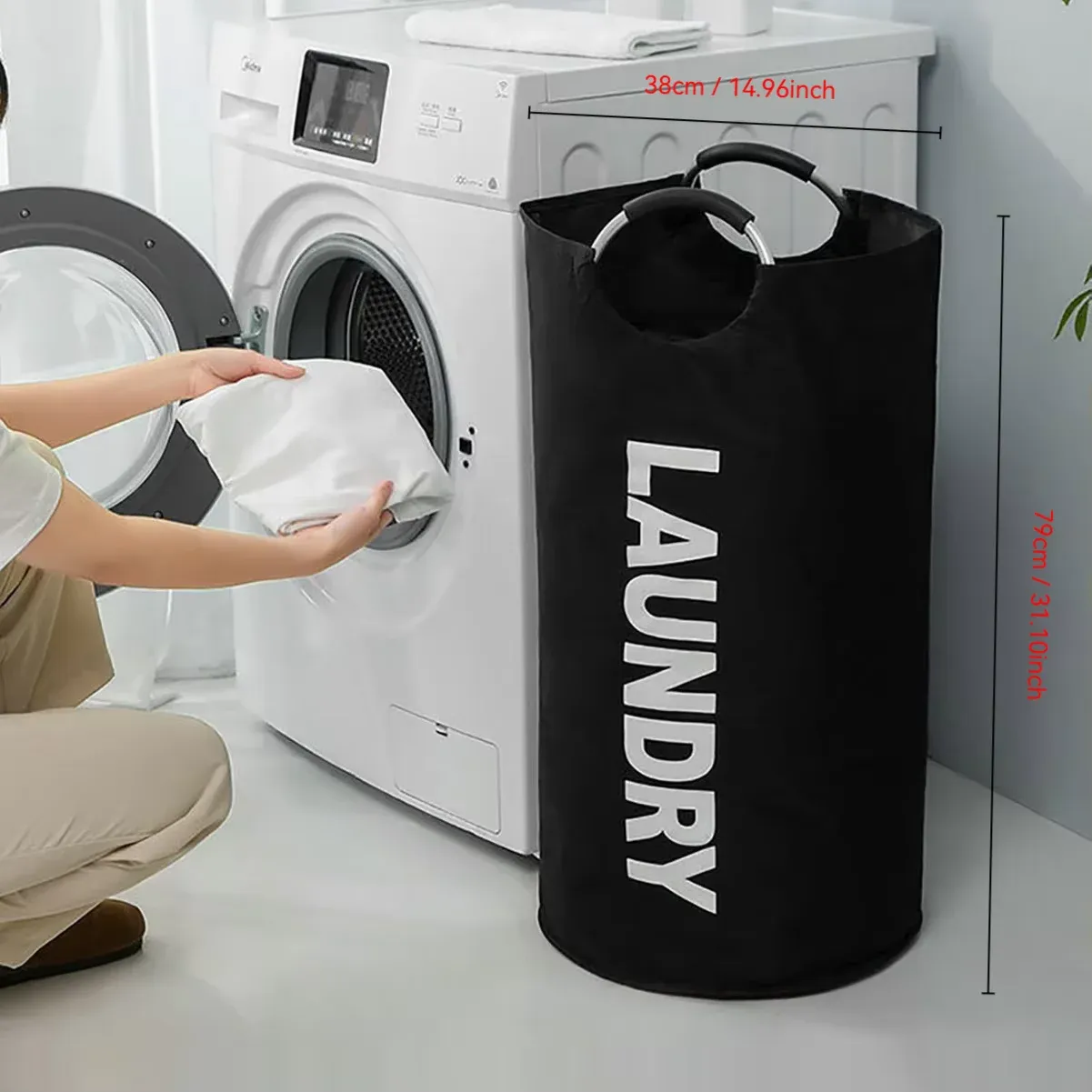 Panier à linge extra-large imperméable avec poignée rembourrée – Pliable, rangement multi-usages pour salle de bain et buanderie 6