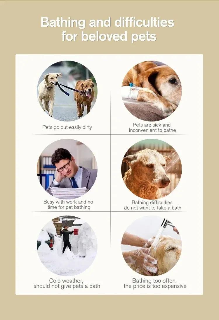 Gants de toilette sans eau pour animaux de compagnie