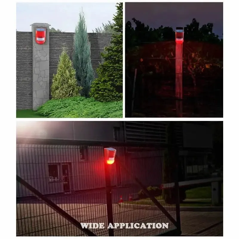 Détecteur de mouvement infrarouge solaire avec sirène et stroboscope 110 dB, système d'alarme de sécurité pour maison et jardin 6