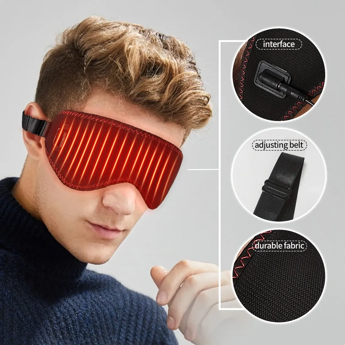 Masque chauffant pour les yeux secs à 3 niveaux de chaleur, pour le sommeil et les cernes