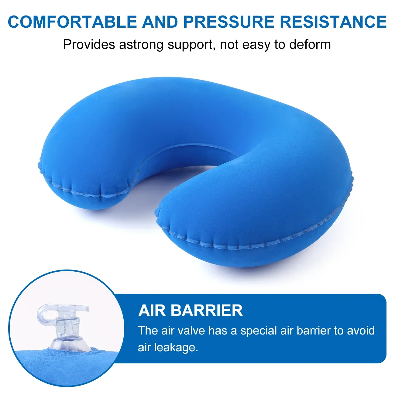 Oreiller de voyage gonflable floqué, coussin de soutien portable pour l'avion, la voiture et la maison 5