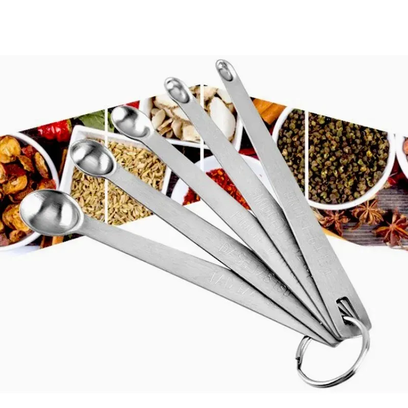 Ensemble de 5 mini cuillères doseuses en acier inoxydable pour ingrédients secs et liquides, outils de mesure de cuisine 2