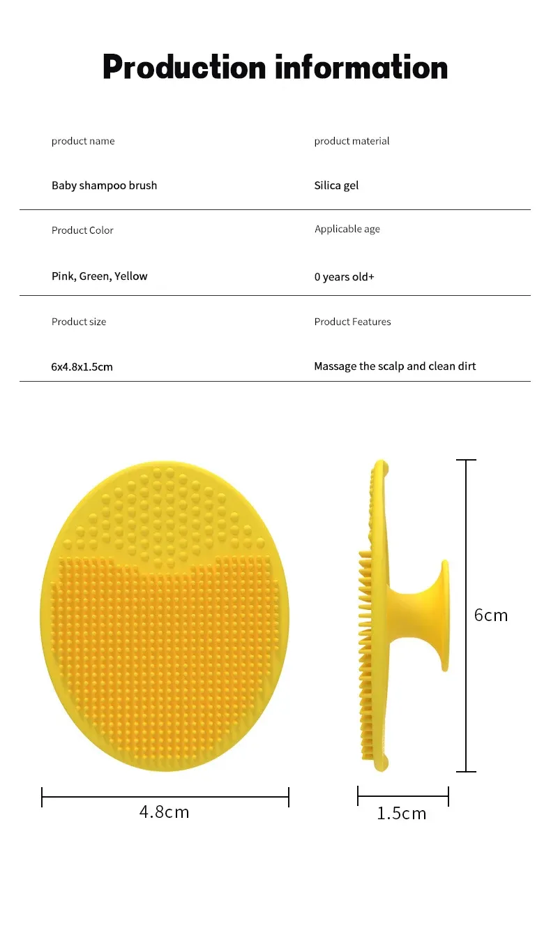 Brosse à shampoing en silicone pour bébé, finition