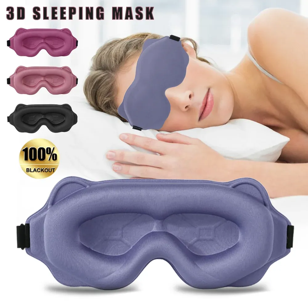 Masque de sommeil 3D en mousse à mémoire de forme, bandeau occultant portable et confortable - Image 1