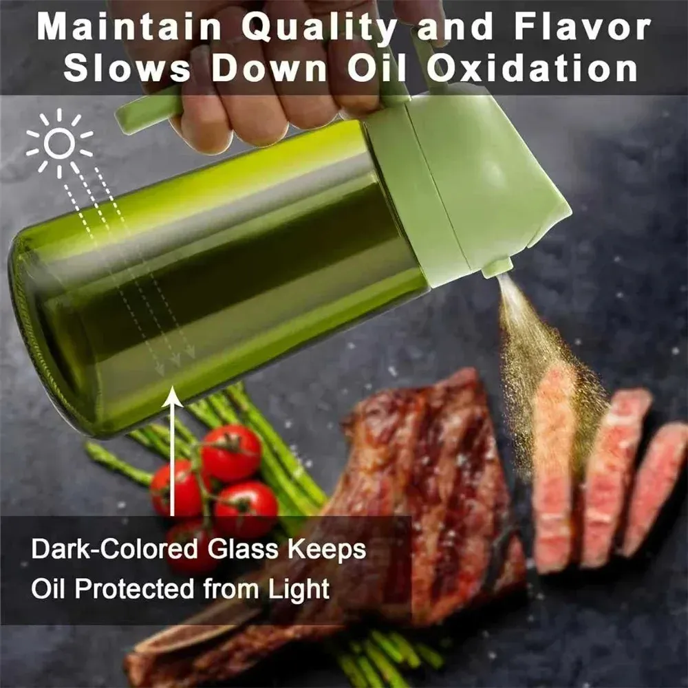 Pulvérisateur d'huile en verre ambré 470 ml, distributeur d'huile d'olive anti-lumière 5