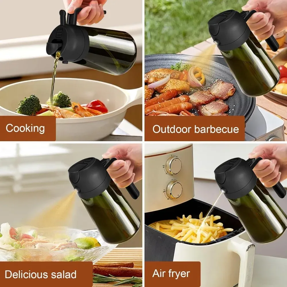 Pulvérisateur d'huile en verre foncé ambiance cuisine