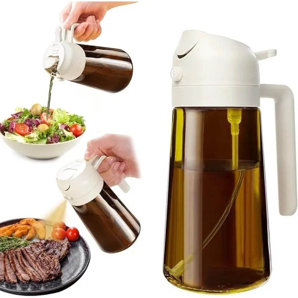 Pulvérisateur d'huile en verre ambré 470 ml, distributeur d'huile d'olive anti-lumière 14