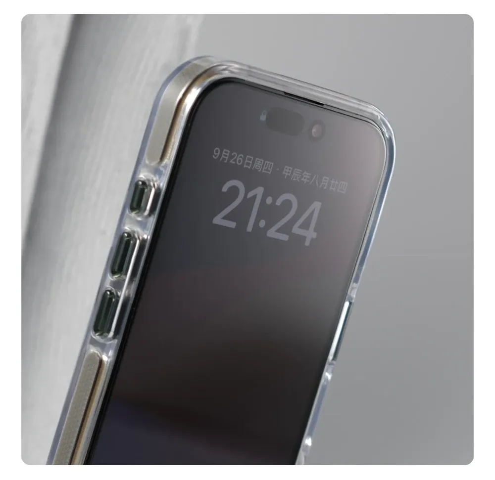 Coque transparente pour iPhone, vue latérale