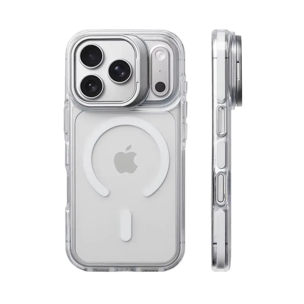Coque transparente antichoc magnétique compatible MagSafe pour iPhone 12 à 17 Pro Max, avec protection d'objectif et support 10