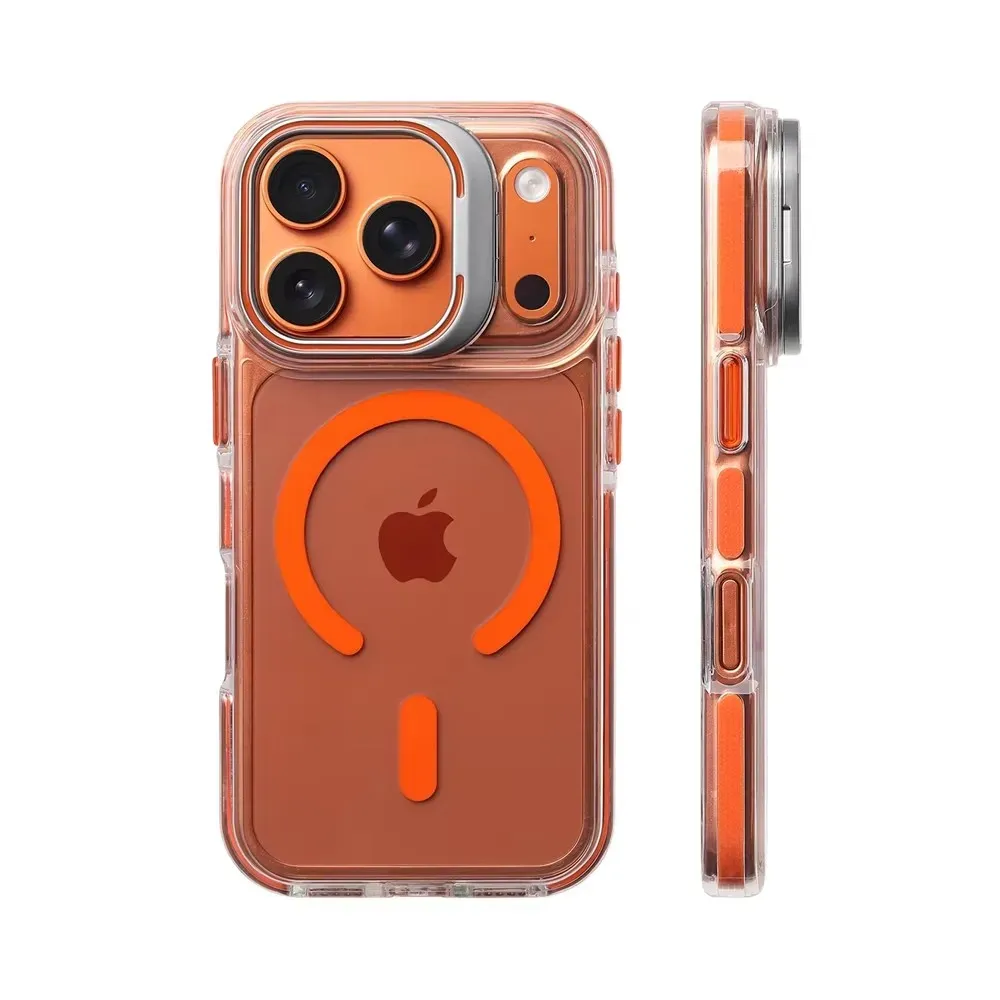 Coque transparente antichoc magnétique compatible MagSafe pour iPhone 12 à 17 Pro Max, avec protection d'objectif et support 8