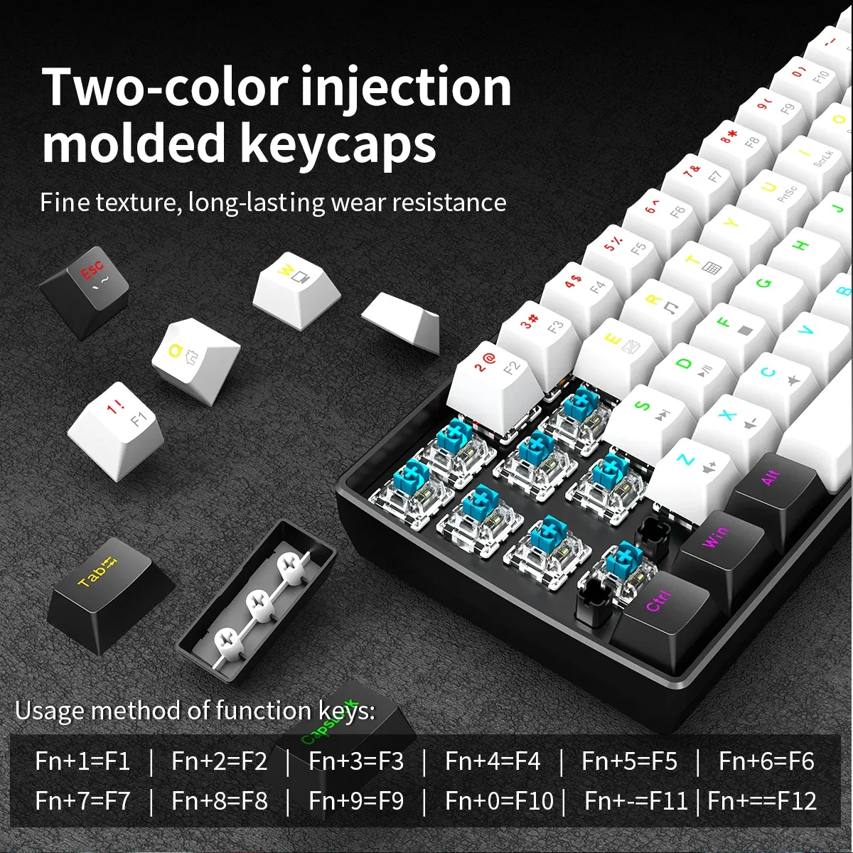 Clavier mécanique 60 %, vue en situation