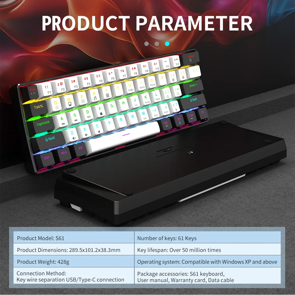 Clavier mécanique 60 %, vue d'ensemble