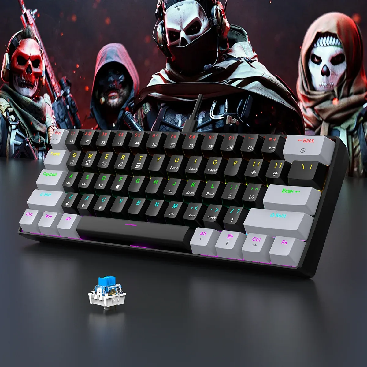 Clavier mécanique 60 %, vue détaillée
