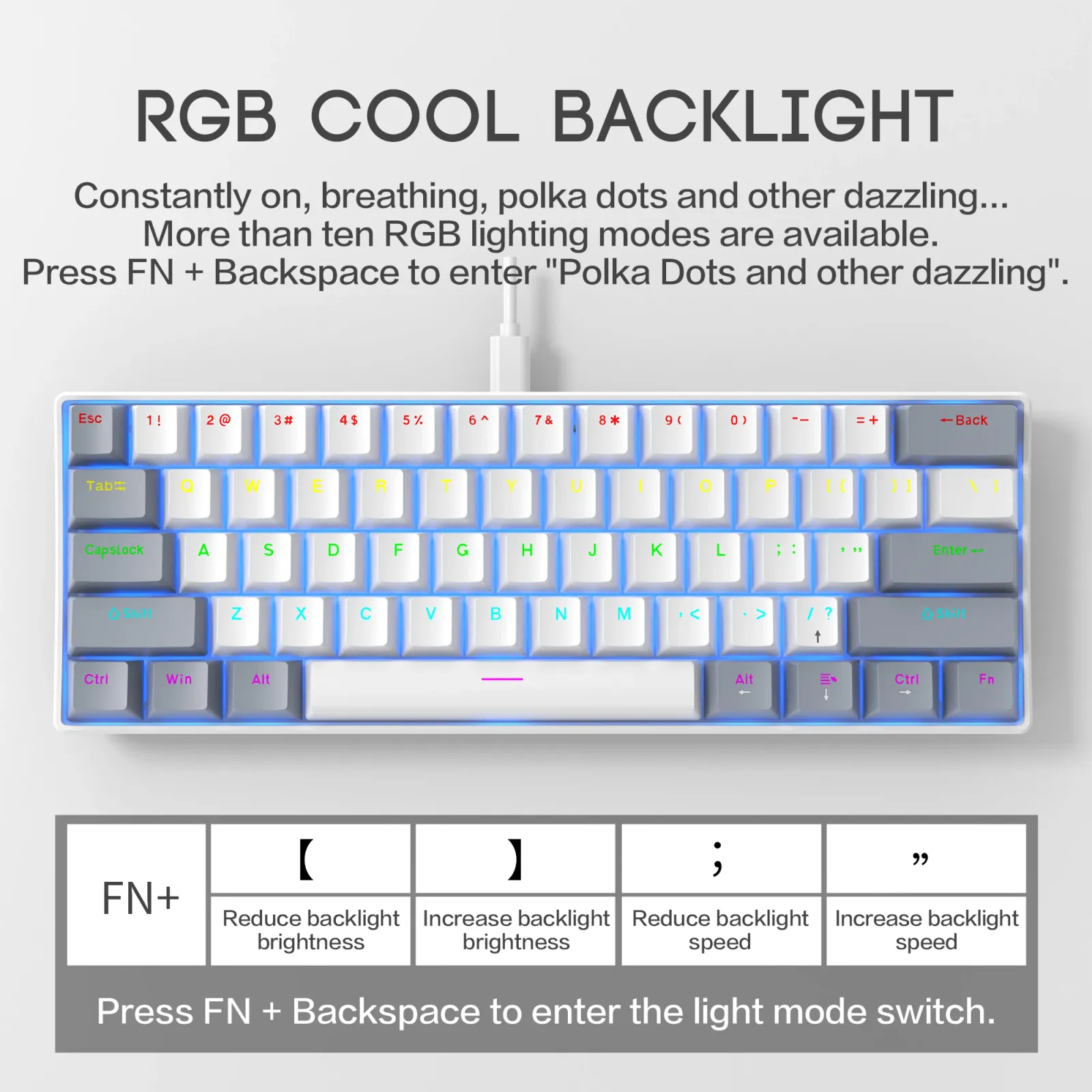 Clavier mécanique 60 %, vue de dessus