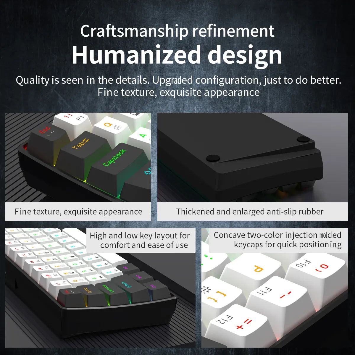 Clavier mécanique 60 %, vue de la disposition compacte