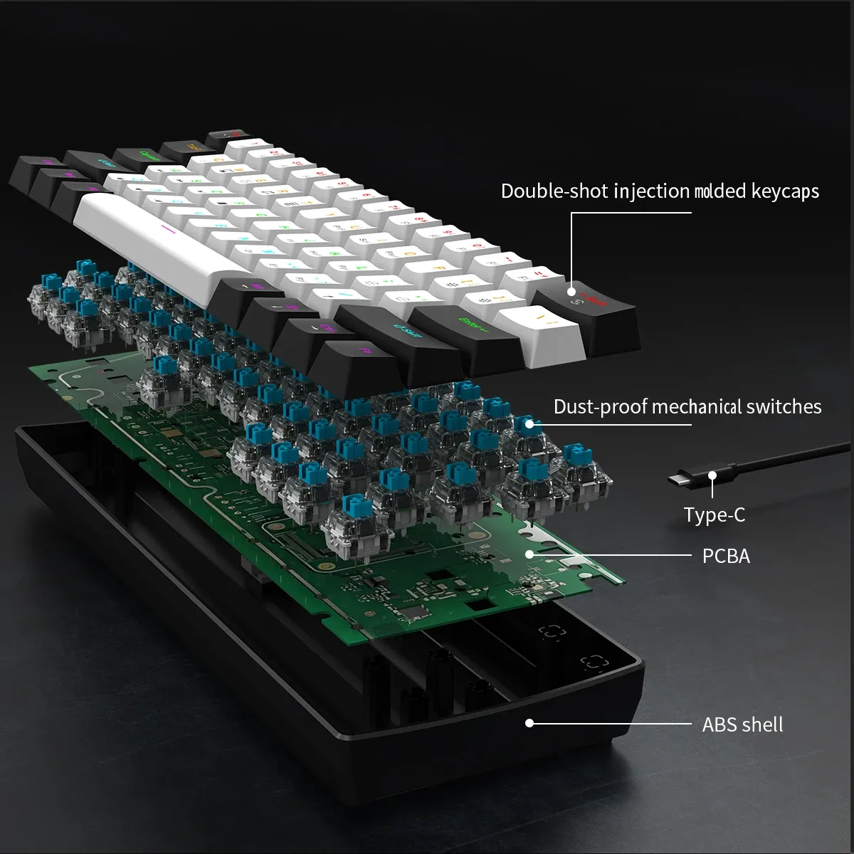 Clavier mécanique 60 %, ambiance d'éclairage