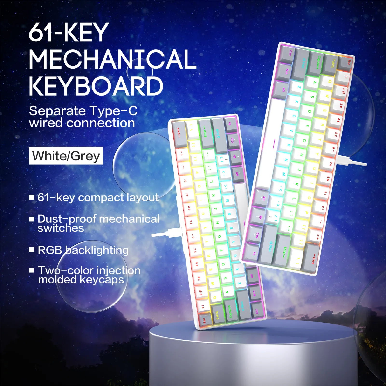 Clavier mécanique 60 %, connectique et câble