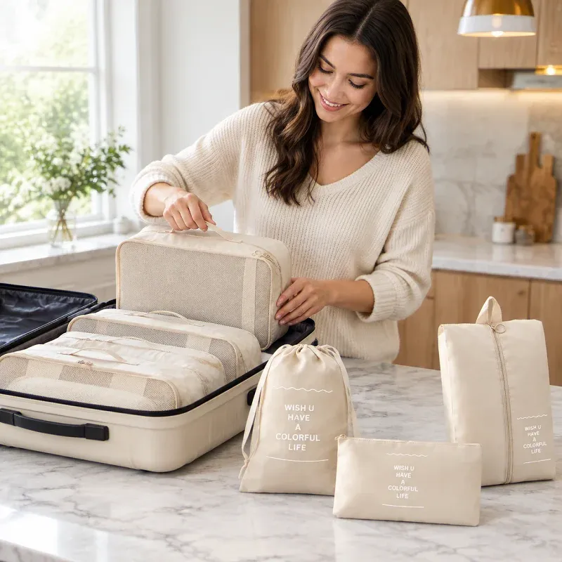Ensemble de pochettes de compression légères à fermeture éclair pour bagages 4