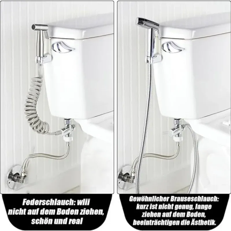 Kit de bidet portable à pulvérisateur pour toilettes, pistolet en acier inoxydable avec vanne 3 voies, pour l'hygiène personnelle et le bain des animaux de compagnie 5
