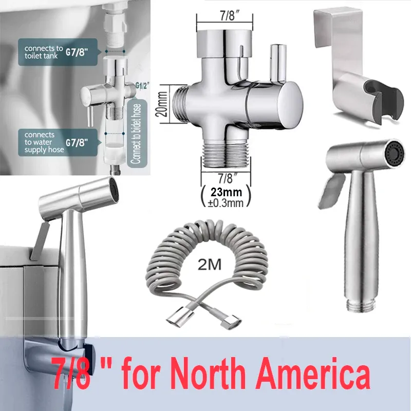 Kit de bidet portable à pulvérisateur pour toilettes, pistolet en acier inoxydable avec vanne 3 voies, pour l'hygiène personnelle et le bain des animaux de compagnie 9
