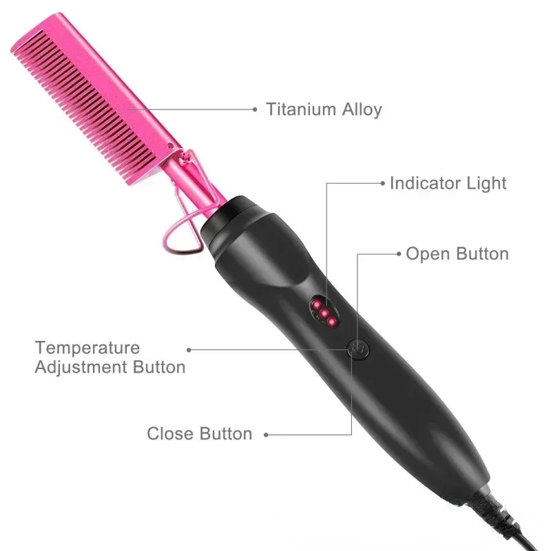 Peigne lisseur chauffant électrique pour cheveux secs et humides 8