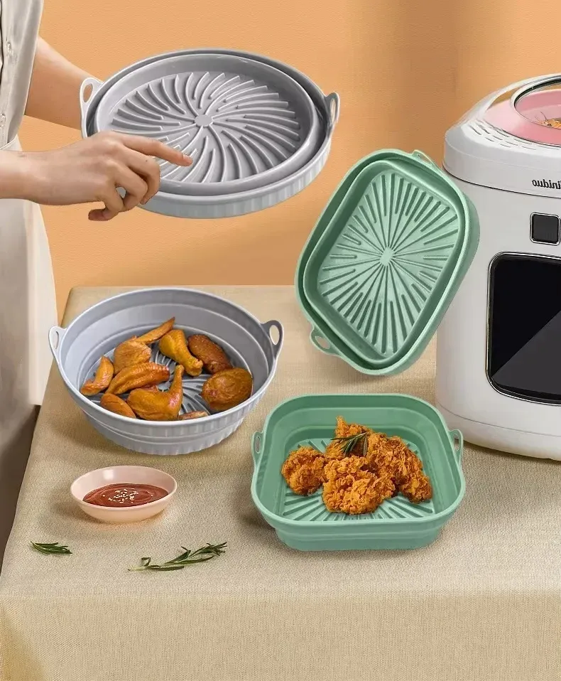 Friteuse à air pliable avec doublure en silicone, poêle à air réutilisable, tapis de friteuse à air en silicone de qualité alimentaire - Image 1