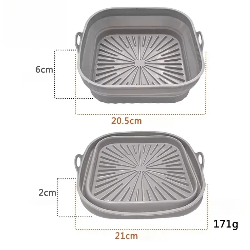 Friteuse à air pliable avec doublure en silicone, poêle à air réutilisable, tapis de friteuse à air en silicone de qualité alimentaire 3