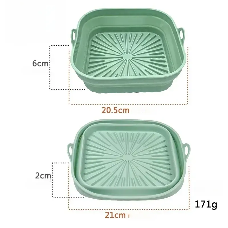 Friteuse à air pliable avec doublure en silicone, poêle à air réutilisable, tapis de friteuse à air en silicone de qualité alimentaire 2