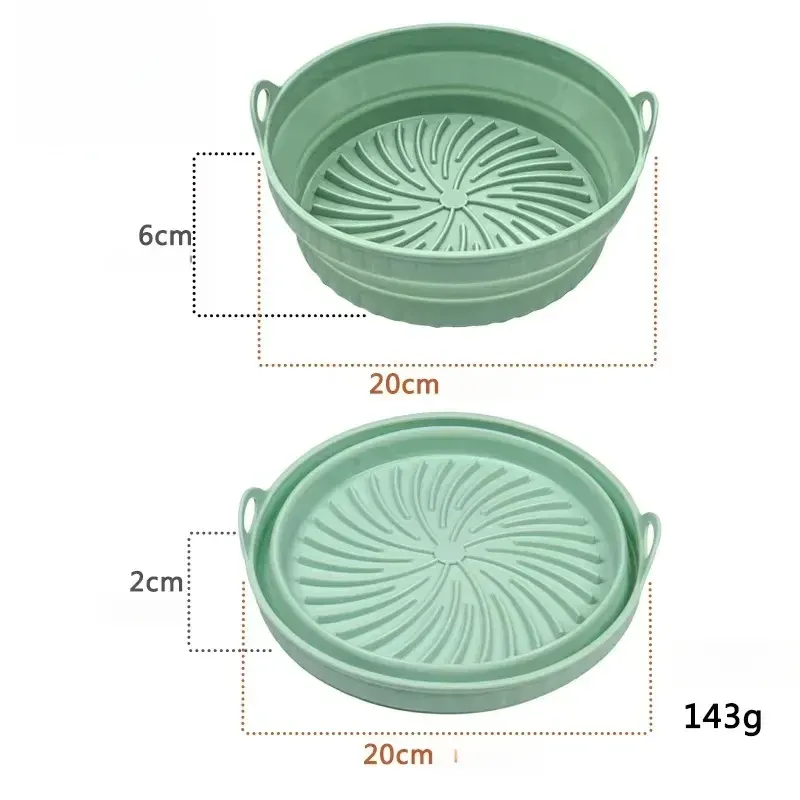 Friteuse à air pliable avec doublure en silicone, poêle à air réutilisable, tapis de friteuse à air en silicone de qualité alimentaire 4