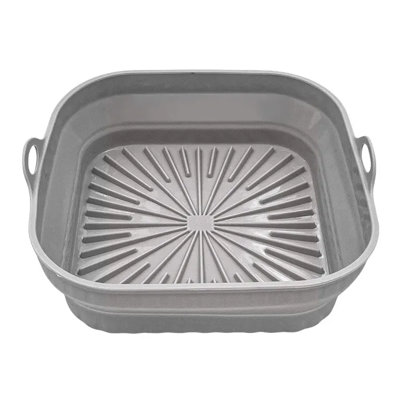 Friteuse à air pliable avec doublure en silicone, poêle à air réutilisable, tapis de friteuse à air en silicone de qualité alimentaire 7