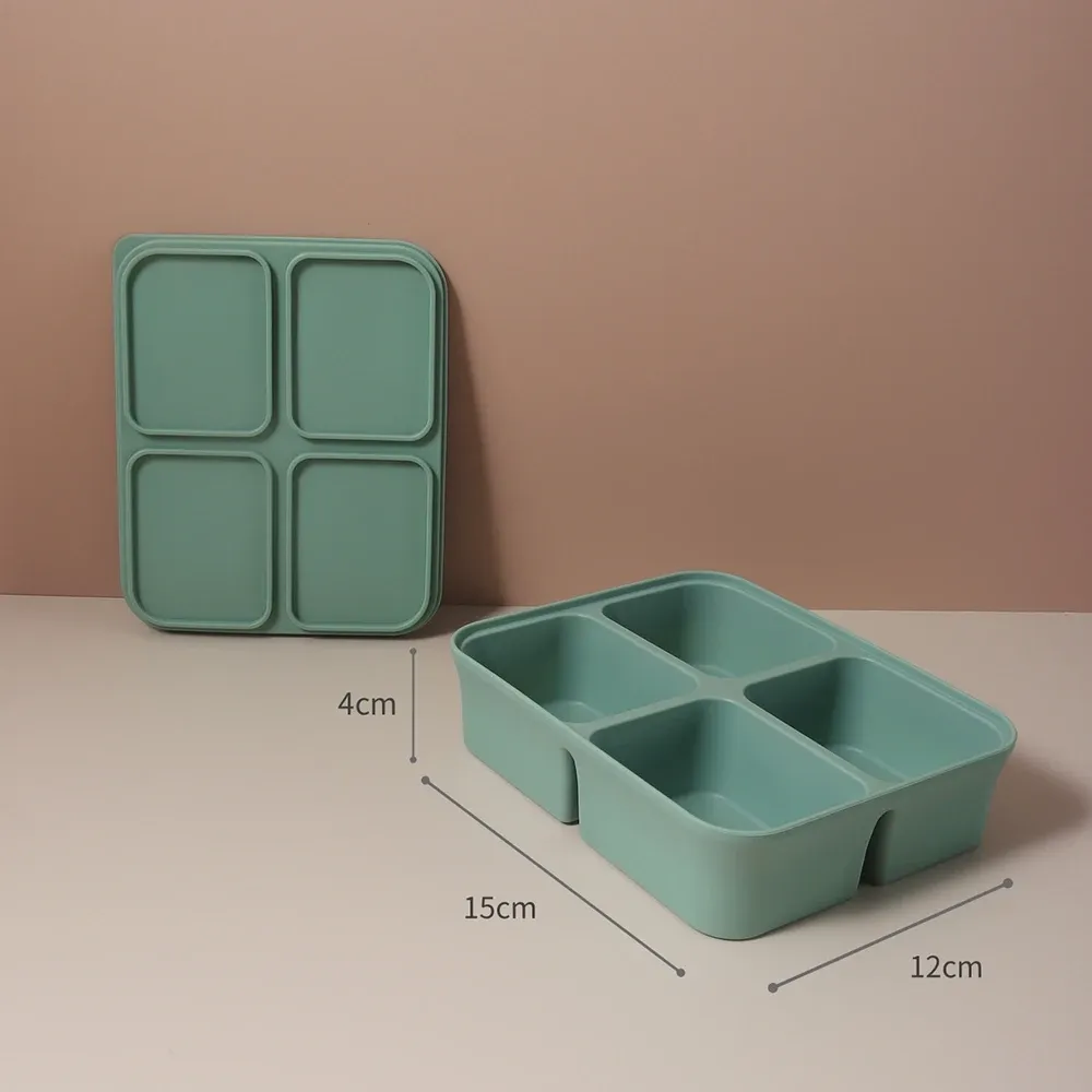 Bac de stockage et moule à glaçons en silicone pour bébé avec couvercles, sans BPA 2