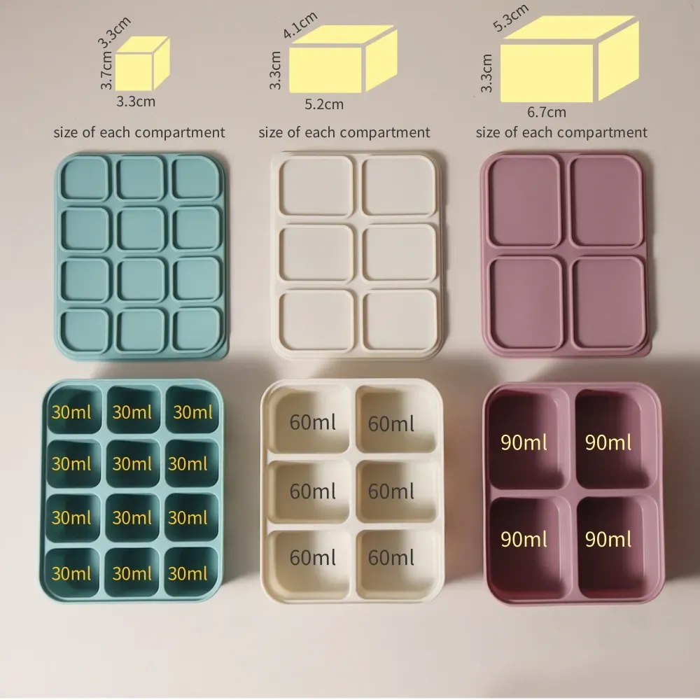 Bac à glaçons pour bébé en silicone avec couvercles