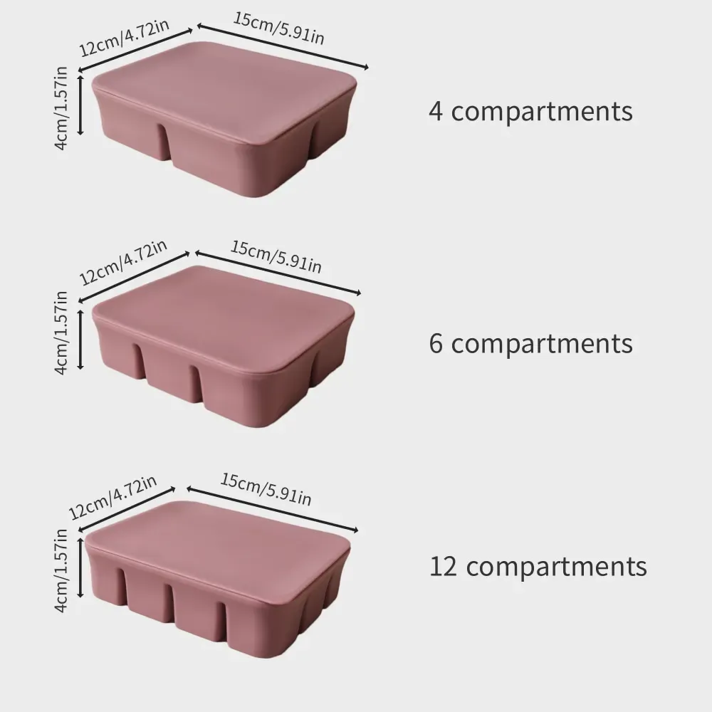 Vue détaillée du bac à glaçons en silicone
