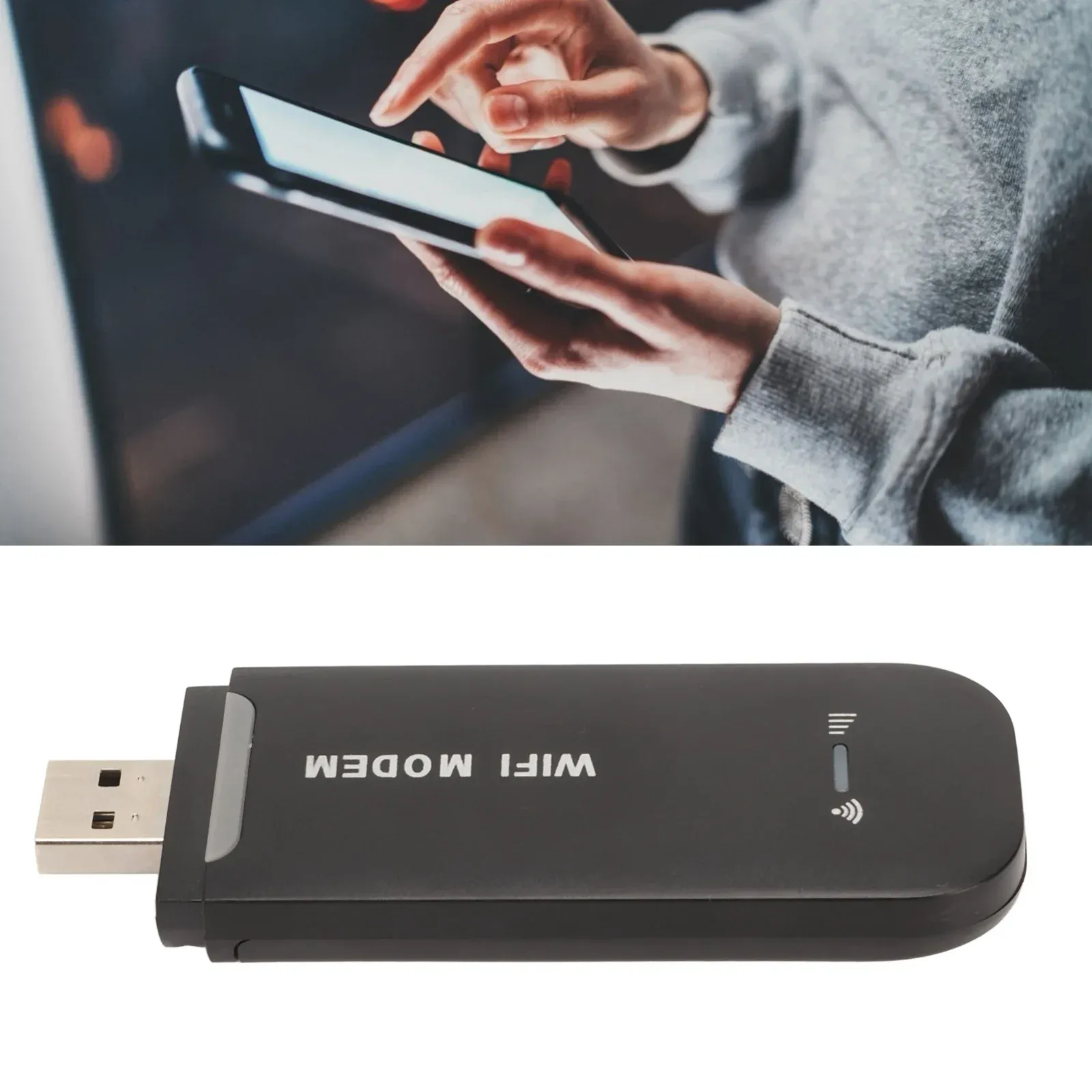 Routeur WiFi 4G noir, en utilisation