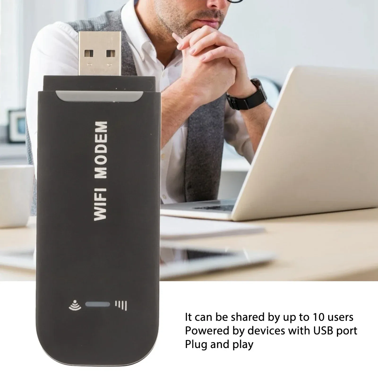 Routeur WiFi 4G noir, détail de la connectique