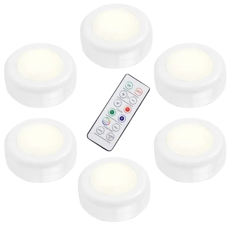 Lampes d'armoire sans fil à télécommande, alimentées par batterie, éclairage à intensité variable, lumière blanc chaud/blanc froid, idéales pour cuisine, placard, couloir et escaliers
