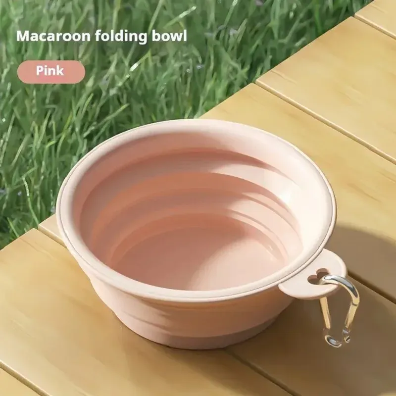 Gamelle pliable 2 en 1 en silicone pour chien et chat, distributeur d'eau et de nourriture avec mousqueton, idéale pour les sorties en plein air 10